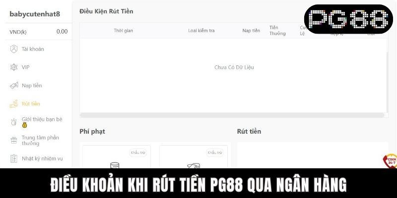 Điều khoản khi rút tiền PG88 qua ngân hàng