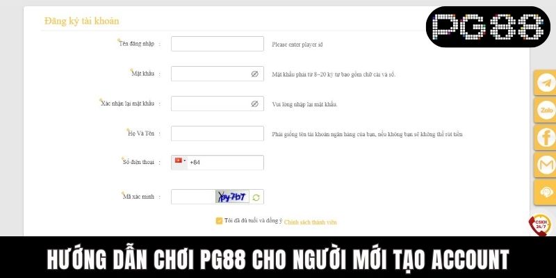 Hướng dẫn chơi PG88 cho người mới tạo account