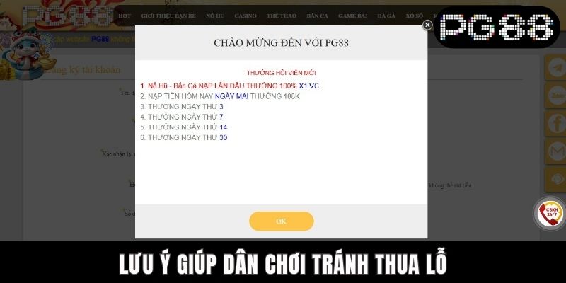 Lưu ý giúp dân chơi tránh thua lỗ